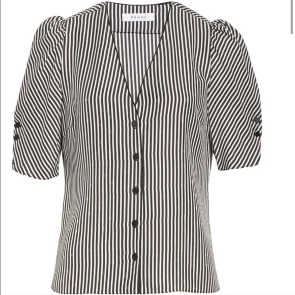 Olivia Stripe Silk Top Frame Denim Multi Stripe - Picture 4 of 8